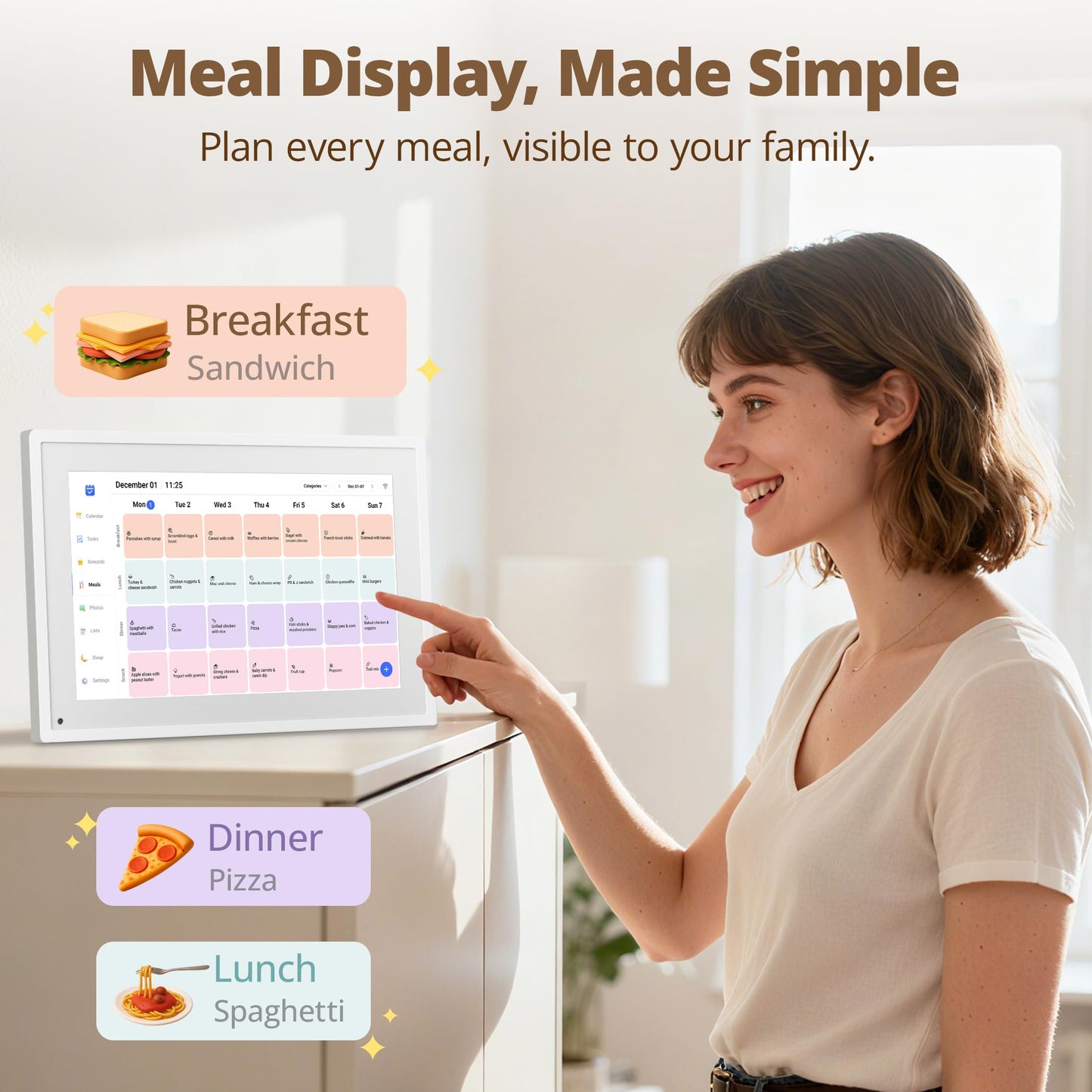 Dragon Touch 10.1 inch Digital Calendar Chore Chart - Interactive Touchscreen, Smart Family Planner, Hearth Display Desk Digital Calendar Best Gifts
