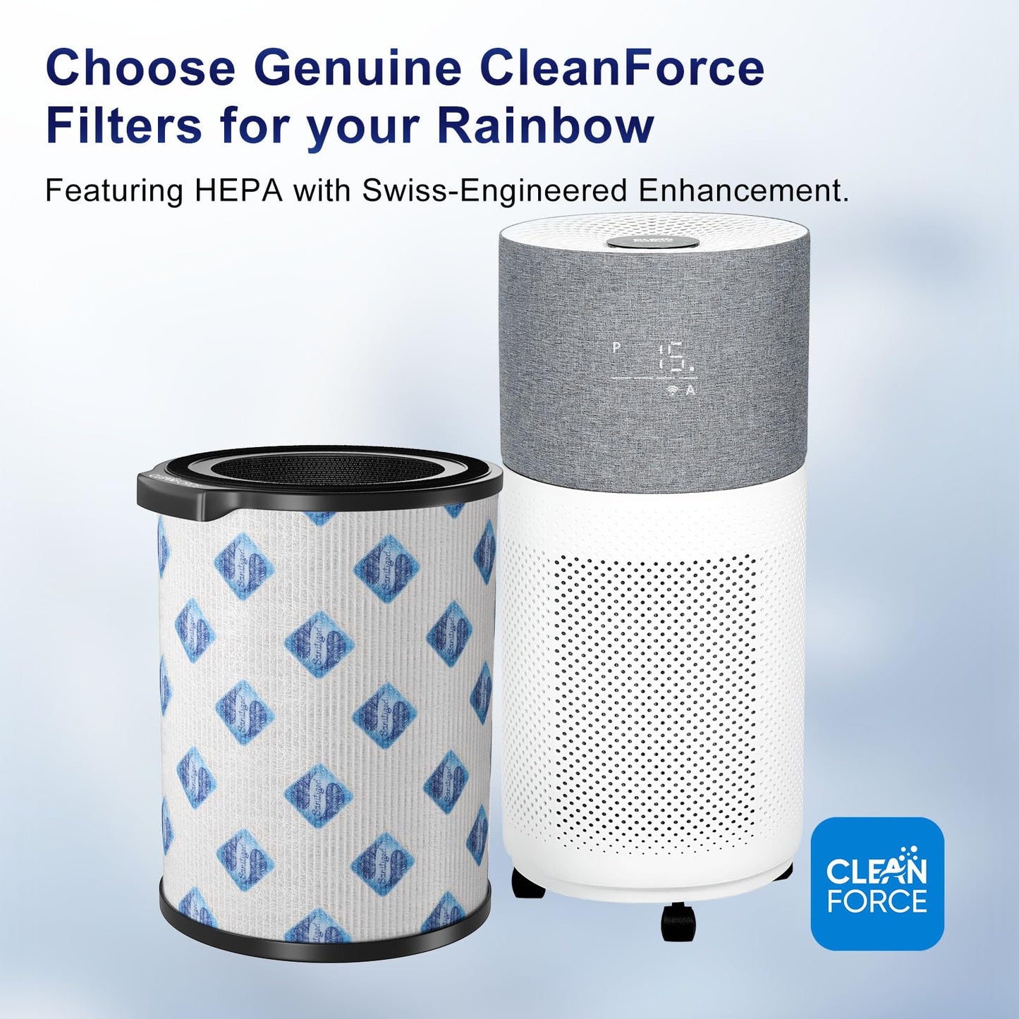 Genuine CleanForce AllerSync MaxPure Replacement Filter for Rainbow Air Purifiers - H13-Grade HEPA Media + Activated Carbon Layer - Helps Reduce Dust