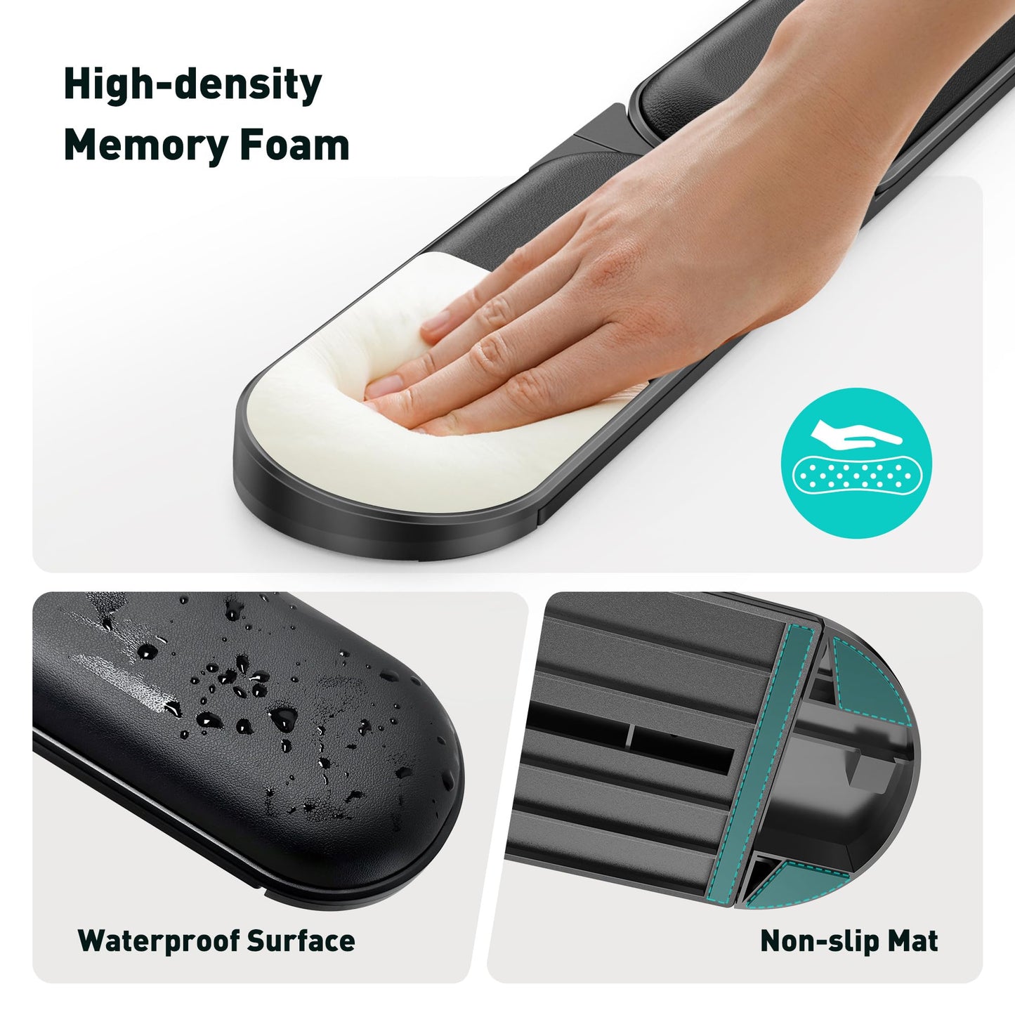 DeskLogics Adjustable Keyboard Wrist Rest, Extendable 16.57" to 25.17" Length & -30° to 30° Angle, Foldable Ergonomic Memory Foam Support for PC