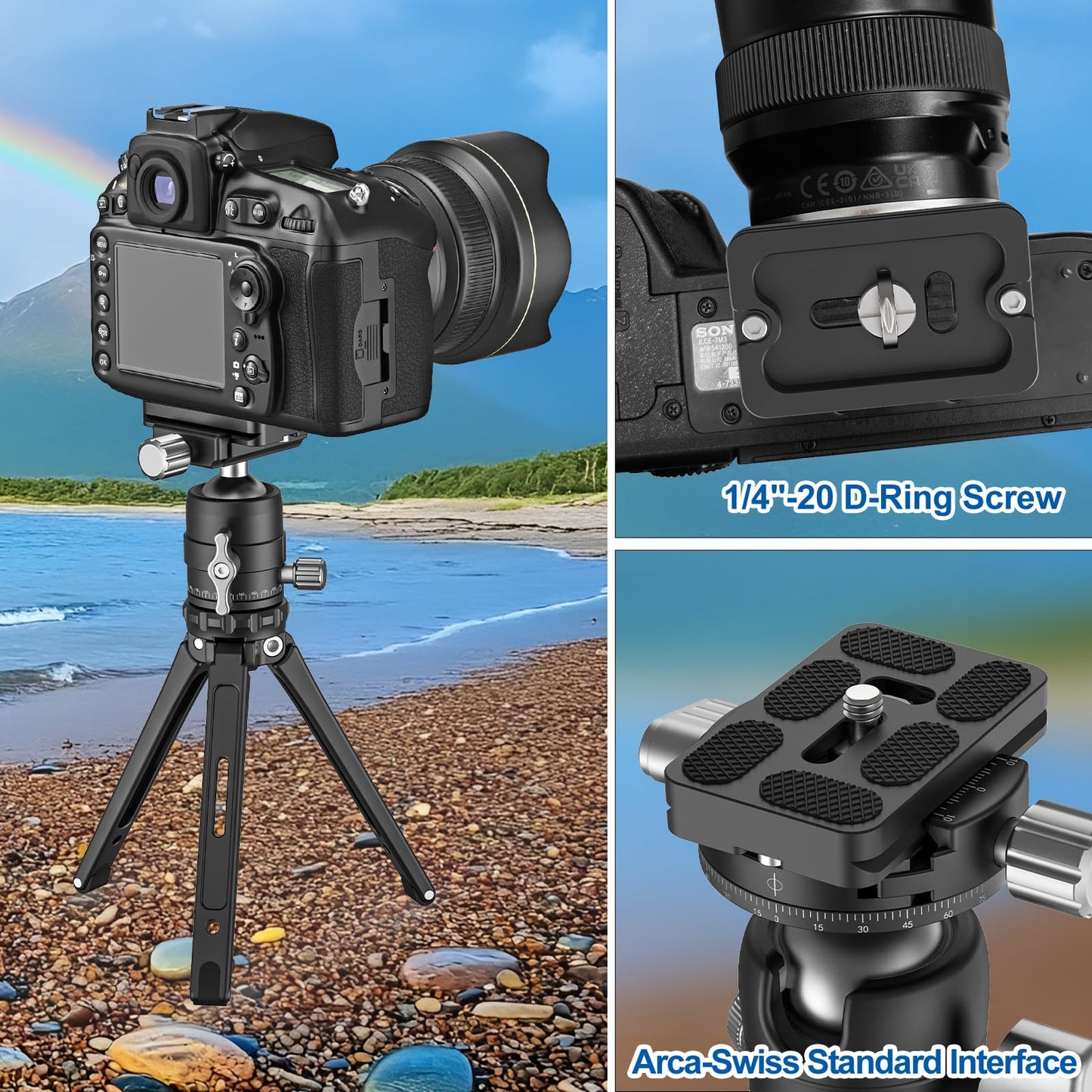 CAVIX PU-60 Aluminum Alloy Universal Arca-Swiss Quick Release Plate- Includes 1/4?-20 Screw, Compact & Lightweight (37g) for DSLR/Mirrorless, Tripods