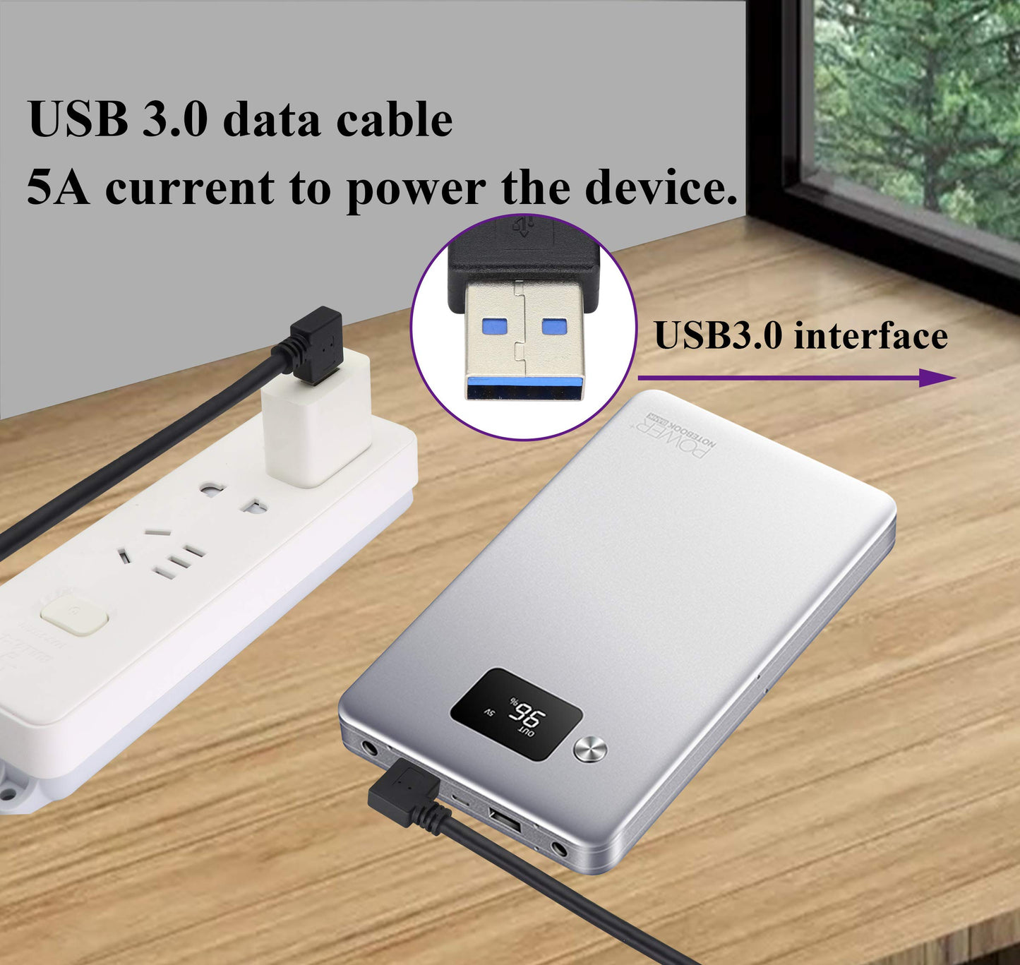 AAOTOKK 90 Degree USB 3.0 A Extension Cable Left & Right Angle USB 3.0 Type A Male to Male Charging and Data Transfer Cable for Hard