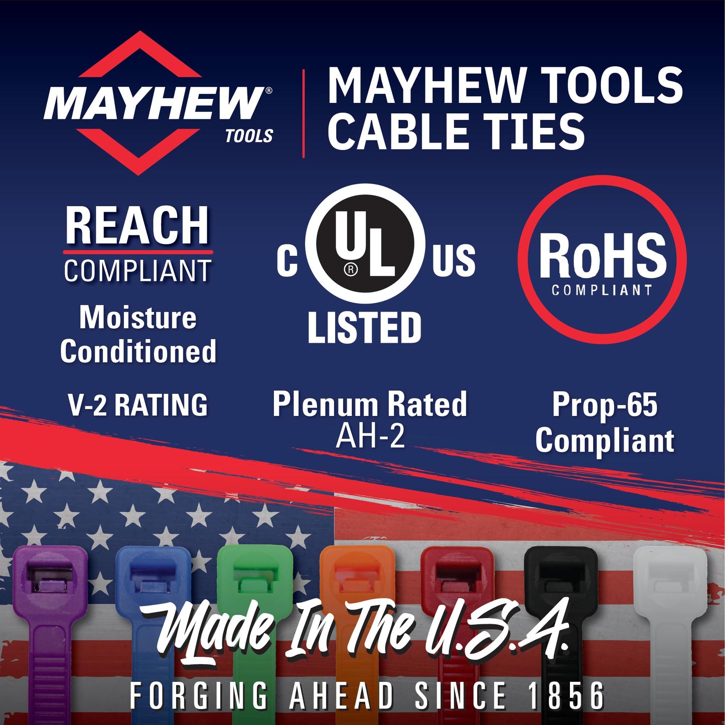 Mayhew Tools MB5-40NAT-C Nylon Cable Ties, 5" 40 lbs. Tensile Strength, 100-Pack, Natural