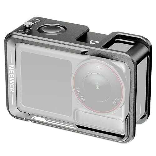 NEEWER Cage for Action 5 Pro, Protective Metal Video Rig with Cold Shoe, 1/4" Thread, Shutter Button