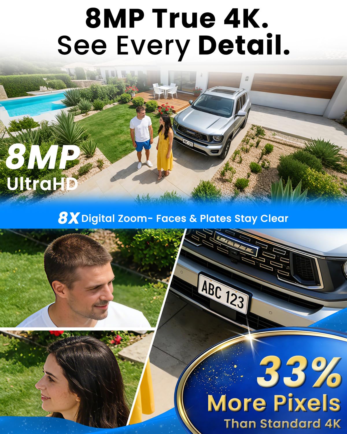 UCOCARE 4K Security Cameras Outdoor Wireless, Add-On Cameras, Must Be Connected to Base Station and Cannot Be Used Independently, Base Station