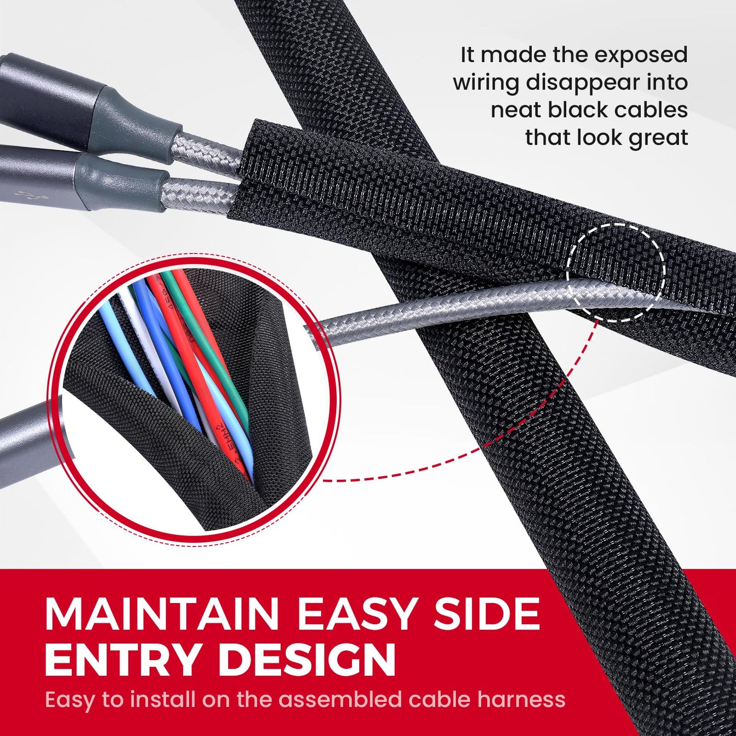 Automotive Wire Sheathing Split Wire Loom Braided Mesh Woven Cable Sleeve for Wires/Cable Cord Protector (3/4" - 16 Feet)