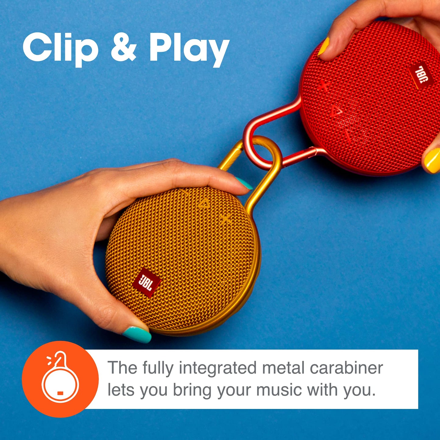 JBL Clip 3, Gray - Waterproof, Durable & Portable Bluetooth Speaker - Up to 10 Hours of Play - Includes Noise-Cancelling Speakerphone & Wireless