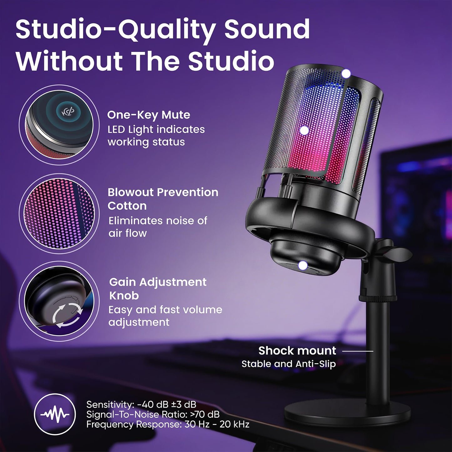 Webcam Streaming Kit with USB RGB Microphone & LED Light - 1080P 30FPS Streaming Camera Bundle for Twitch, YouTube, Podcasting, WFH - PC & Mac