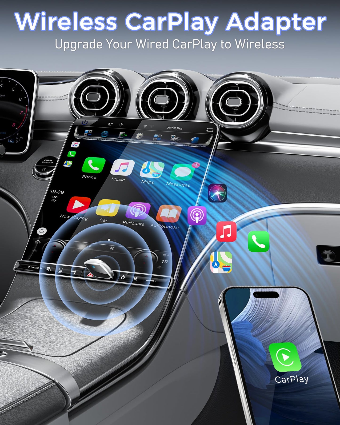 Wireless CarPlay Adapter for Apple iPhone?2026 Upgrade?- Convert Wired CarPlay to CarPlay Wireless Adapter, Stable Connection Compatible with OEM