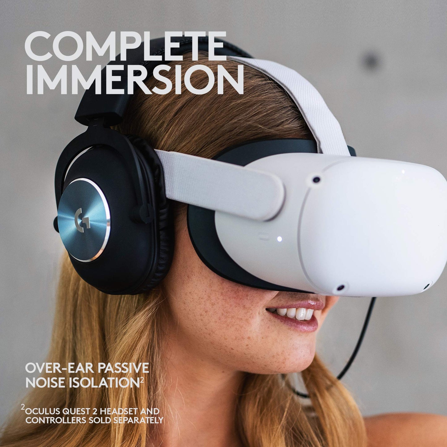 Logitech G PRO Gaming Headset for Oculus Quest 2 - Oculus Ready - Custom-Length Cable - PRO-G Precision Gaming Audio Driver - Steel and Aluminum Build