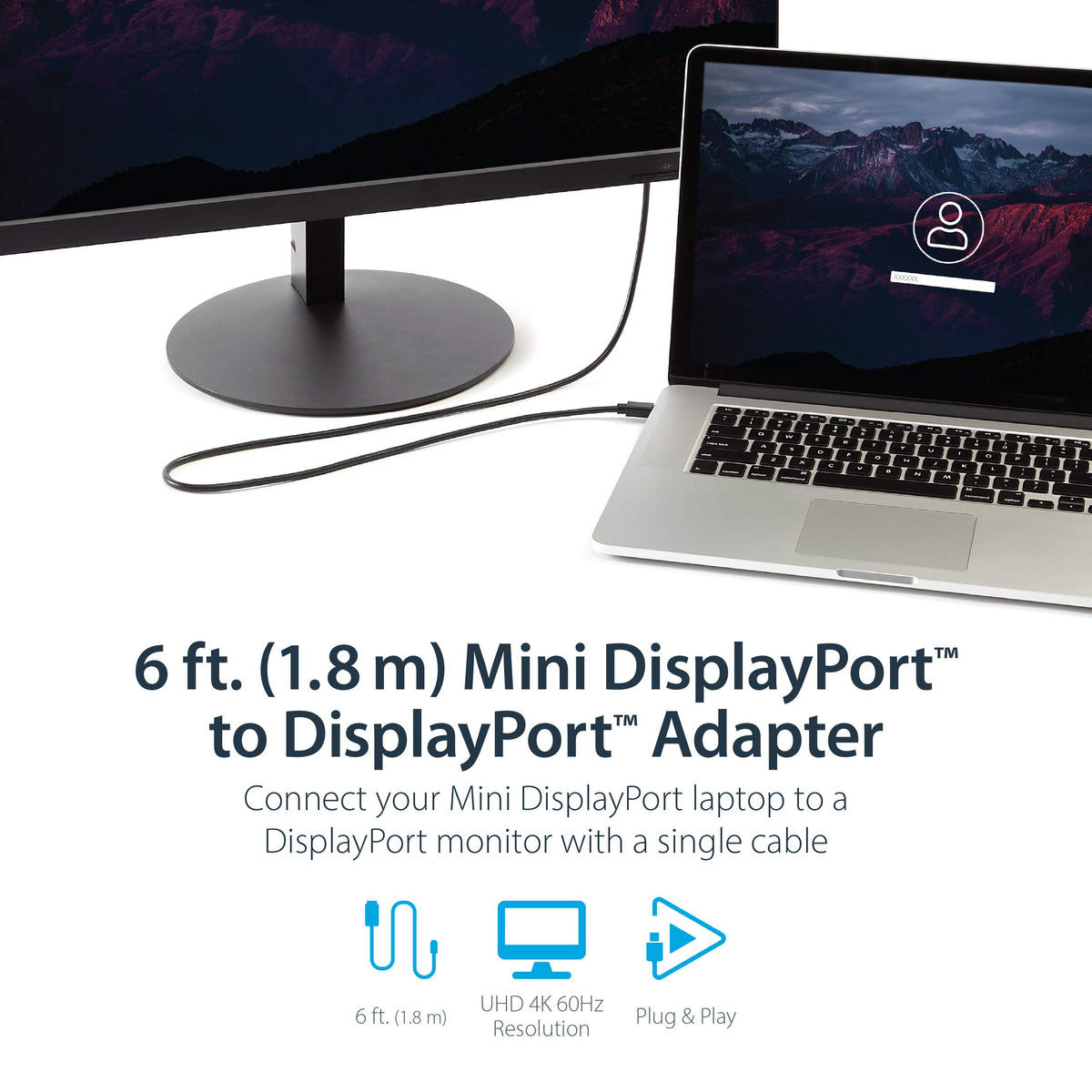 StarTech 13ft Mini DisplayPort to DisplayPort 1.2 Cable (MDP2DPMM4M)