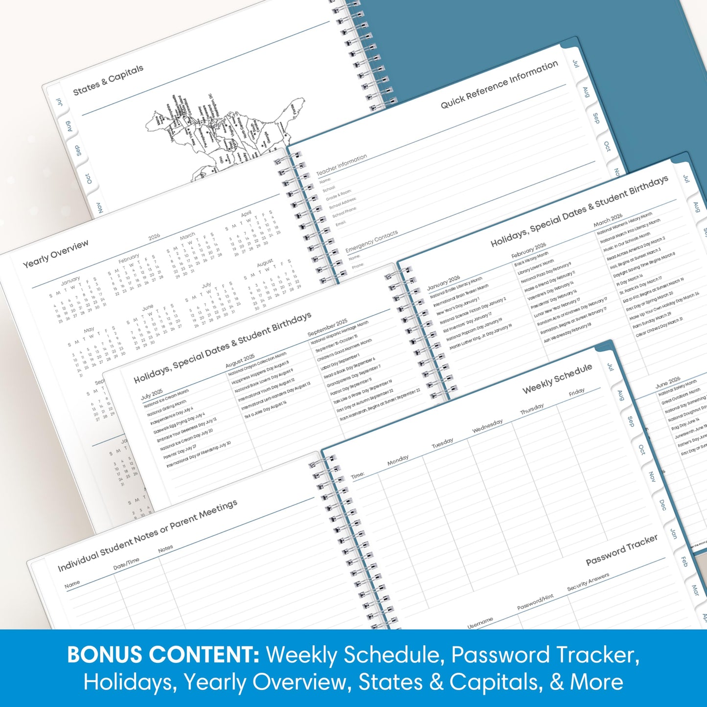 Blue Sky 2026-2027 Weekly & Monthly Academic Planner, 8.5"x11" Ditsy Dapple