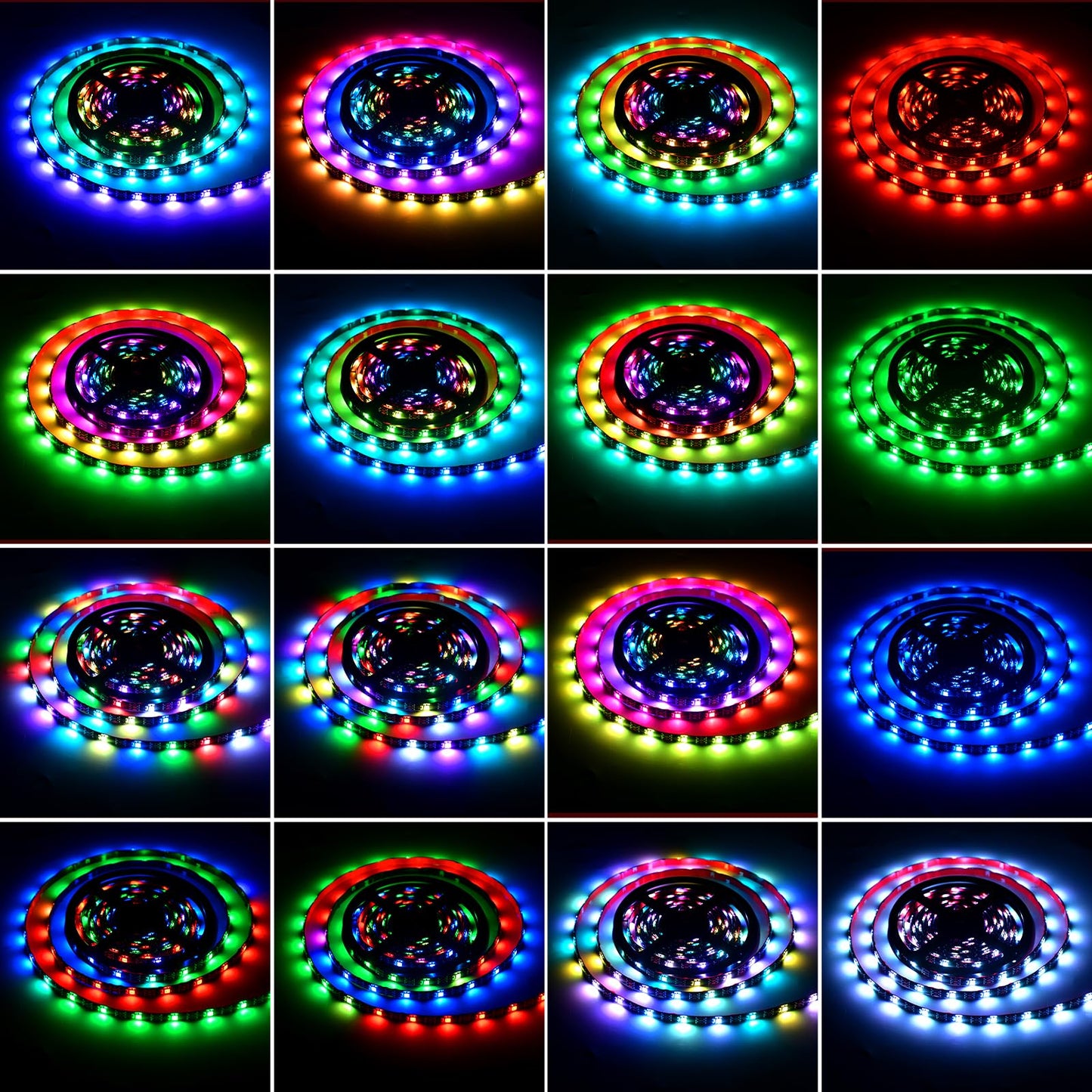G GEEKEEP Upgrade Smart RGB Music Sync Multiple Colors Chasing 16.4ft neon Led Strip Lights Cuttable and Linkable, Flexible Outdoor Led Strip Lights