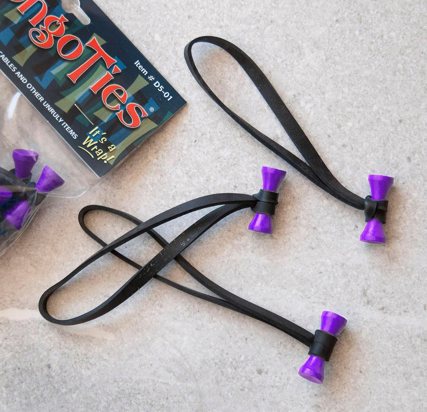 BongoTies PURPLE & BLACK "UBE" Bongo Ties - 10 Pack "Style-D" ~ Professional cable ties made of natural rubber and bamboo ~ HANDY TIES FOR CABLES