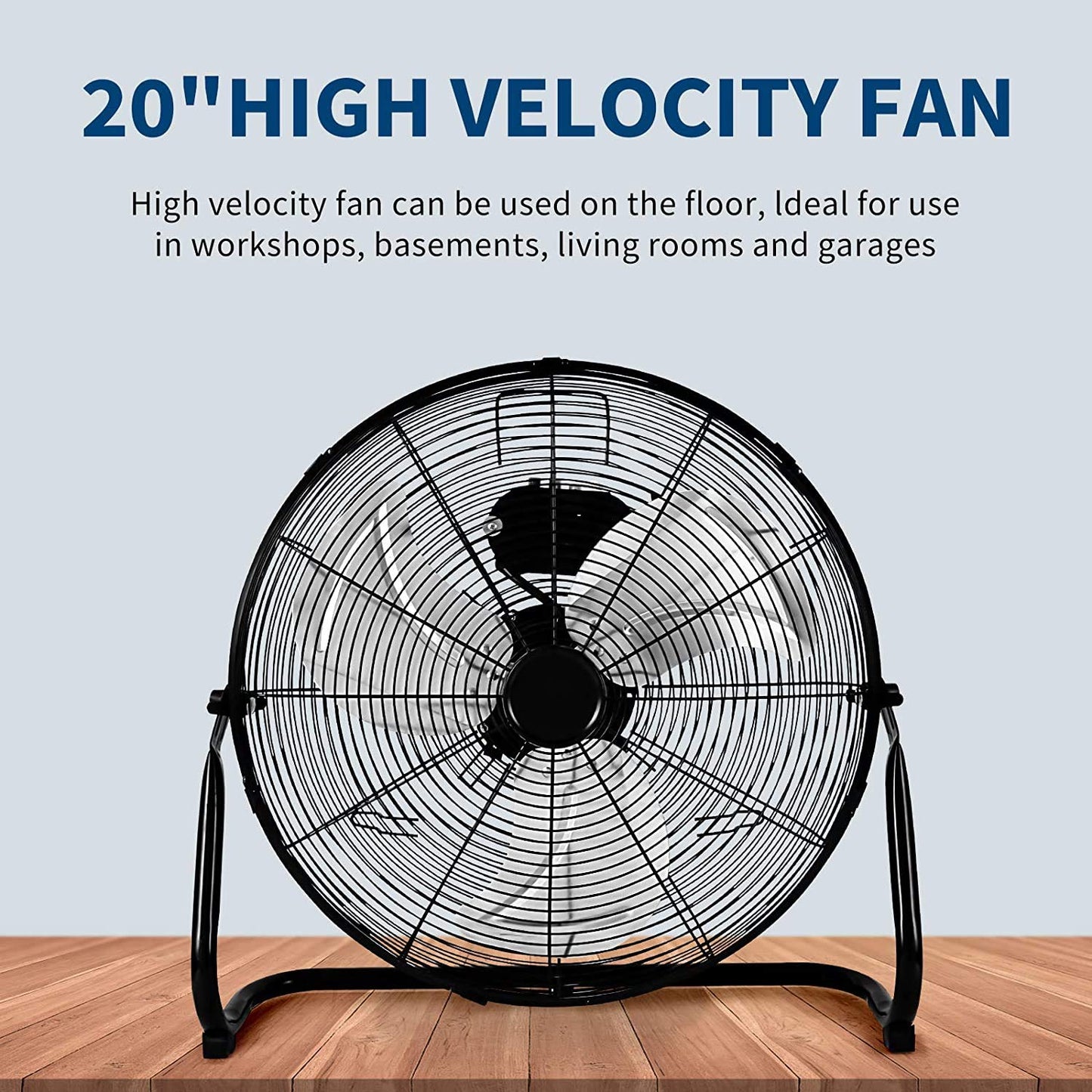 20 Inch 3-Speed High Velocity Heavy Duty Metal Industrial Floor Fans Oscillating Quiet for Home, Commercial, Residential, and Greenhouse Use