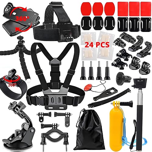 lifelimit Accessories 62 in 1 Accessories Starter Kit Compatible with All Gopro Hero 13/12/11/10/9/8 max Fusion/Session/HD Black White Silver AKASO