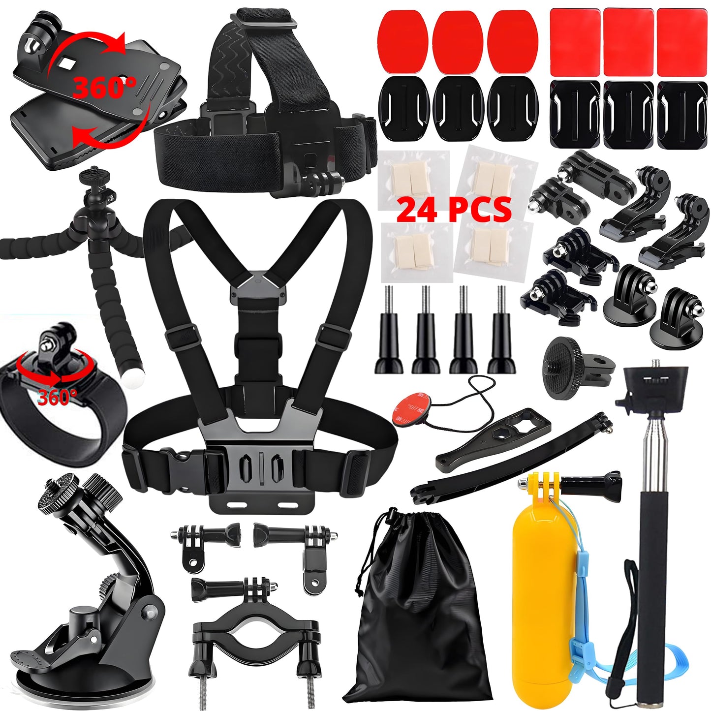 lifelimit Accessories 62 in 1 Accessories Starter Kit Compatible with All Gopro Hero 13/12/11/10/9/8 max Fusion/Session/HD Black White Silver AKASO