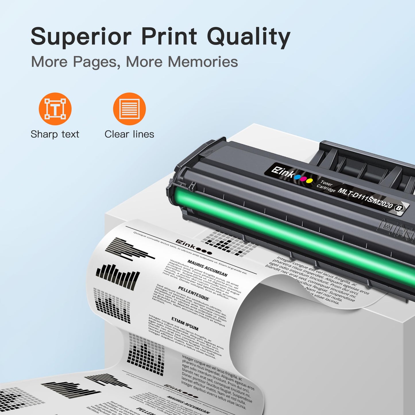 E-Z Ink Compatible MLT-D111S Black Toner Cartridge High Yield M2020W M2022