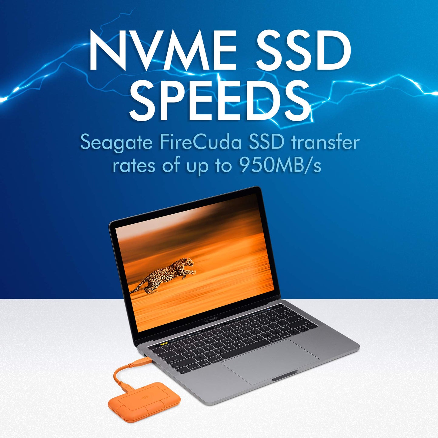 LaCie Rugged SSD 500GB Solid State Drive - USB-C USB 3.2 NVMe speeds up to 1050MB/s, IP67 Water Resistant, 3m Drop resistant, Encryption, 5-year