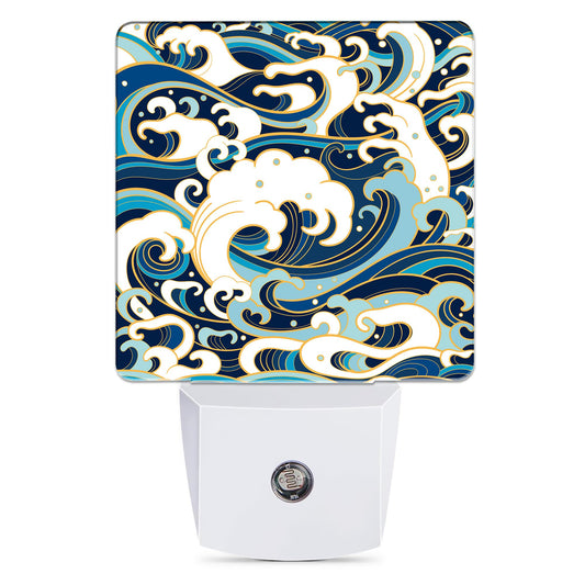 Jopowide Vintage Sea Waves Dusk to Dawn Night Light, Auto Sensor Lamp Home Indoor Stairway Kitchen Corridor, Night Lights Plug into Wall Decor, Boys