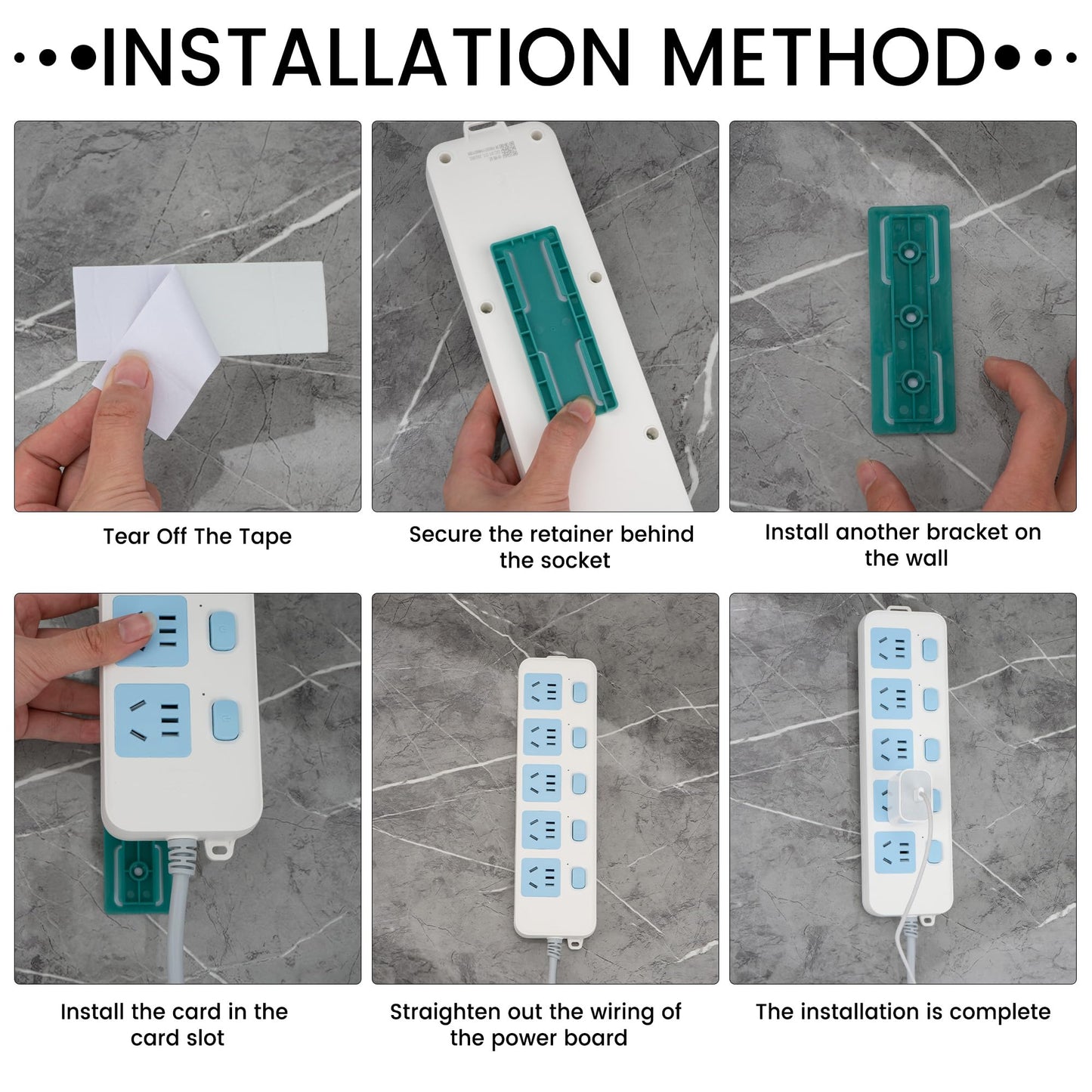 Umbrotiger Adhesive Power Strip Holder 4 Pack Wall Mount Surge Protector Organizer, Refrigerator Mounted Outlet Holder for Home Office, Multi Pack