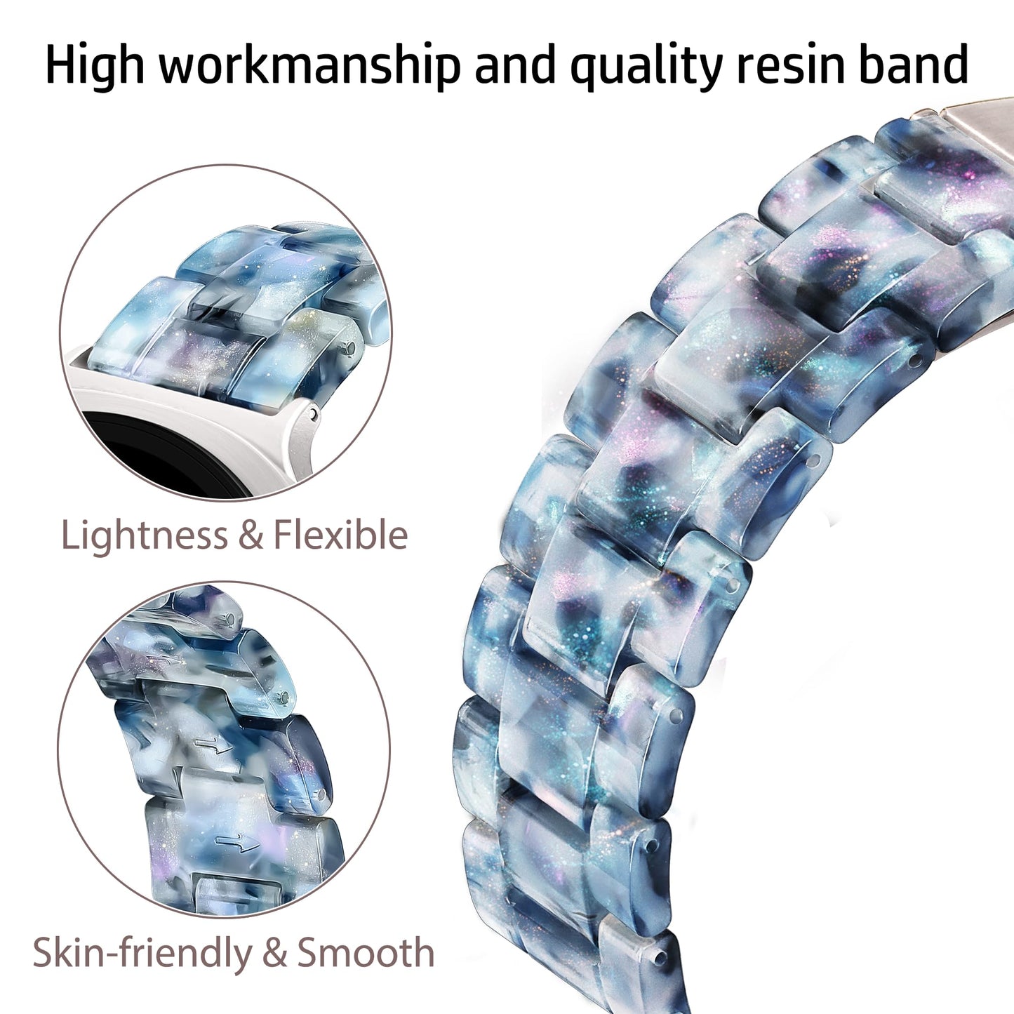 YGTIECS Resin Strap Only Compatible with Samsung Galaxy Watch 9/8 Band 40mm 44mm, for Galaxy Watch 8 Classic Band 46mm, 20mm Soft Resin Replacement