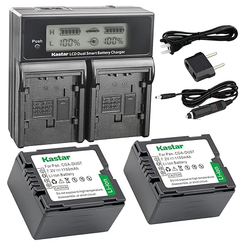 Kastar LCD Dual Smart Fast Charger & 2 x Battery for Panasonic CGR-DU07, CGA-DU07and PV-GS31, PV-GS33,PV-GS34, PV-GS35, PV-GS39, PV-GS400, PV-GS500