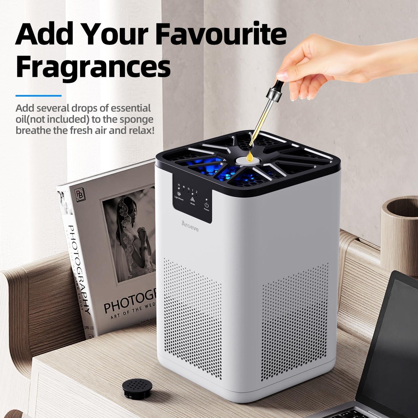 AROEVE Air Purifiers for Bedroom with Aromatherapy Function-MK06A(White)