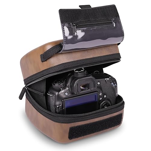 USA Gear Hard Shell Camera Case for DSLR & Mirrorless Cameras, Compatible with Canon, Nikon, Sony & Fujifilm - Fits EOS R100, Rebel T7 / 2000D, Nikon