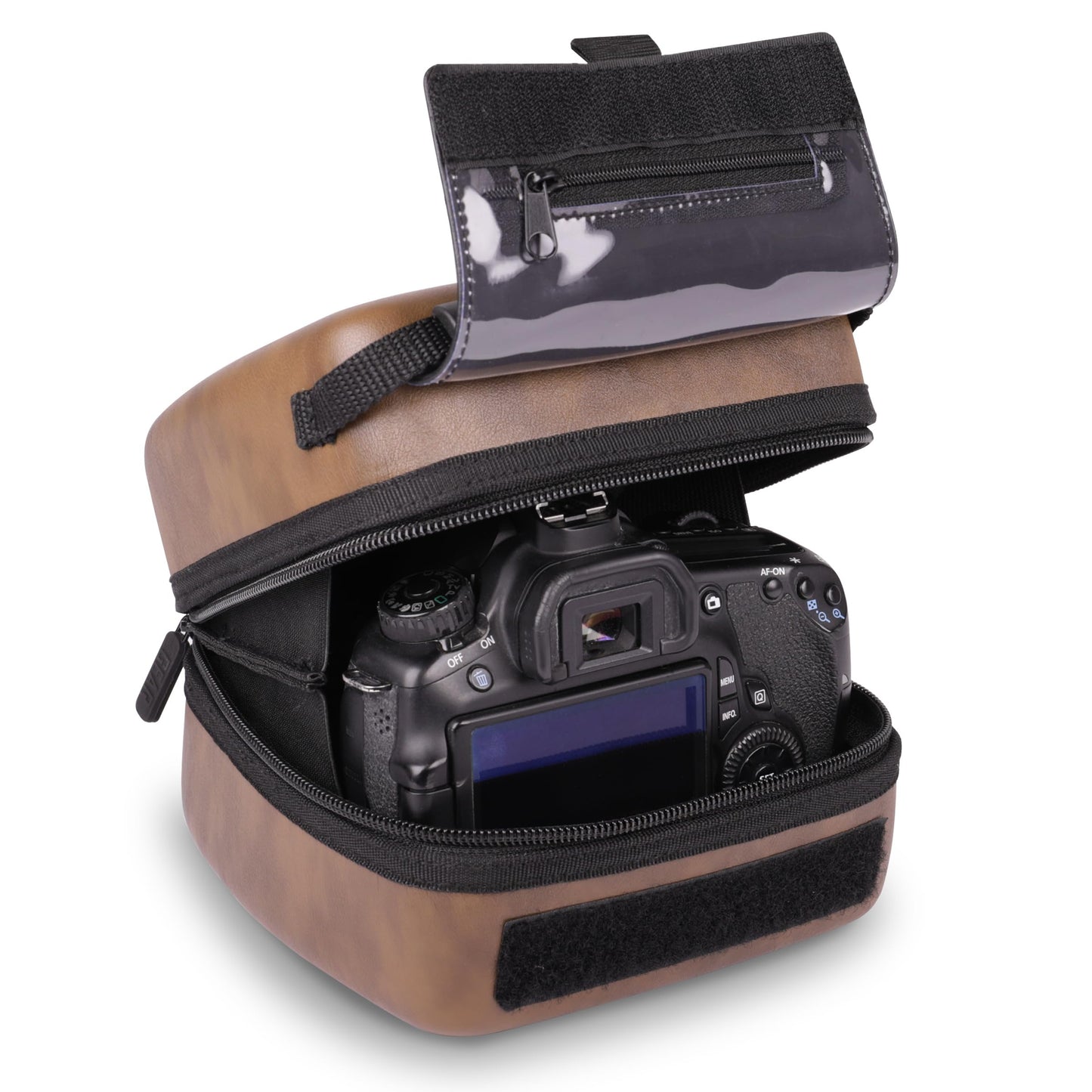USA Gear Hard Shell Camera Case for DSLR & Mirrorless Cameras, Compatible with Canon, Nikon, Sony & Fujifilm - Fits EOS R100, Rebel T7 / 2000D, Nikon