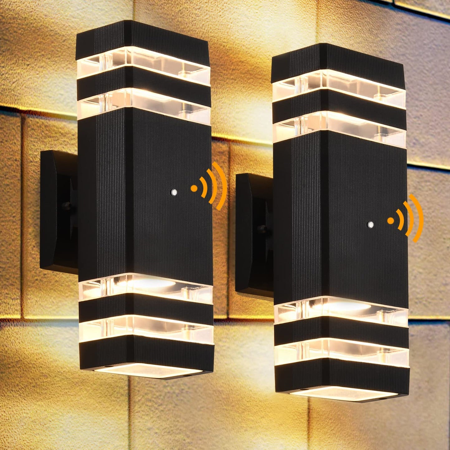DASTOR Dusk to Dawn Outdoor Wall Lights 2 Pack, 3000K Warm White Exterior Lighting Fixtures, Up and Down Porch Lights Outdoor Wall, Waterproof Outside