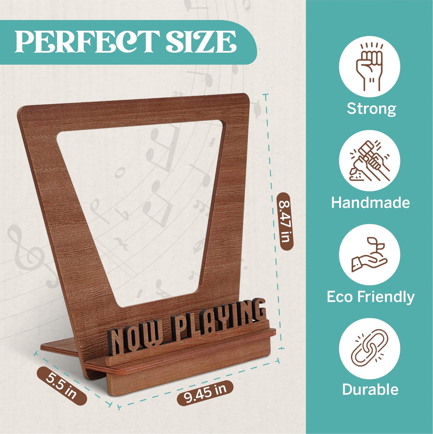 Aikyam Records Now Playing Vinyl Stand - 3D Retro Holder for LP Vinyl Records - Wooden Turntable Accessory - Gift Ideas - Album Display Stand