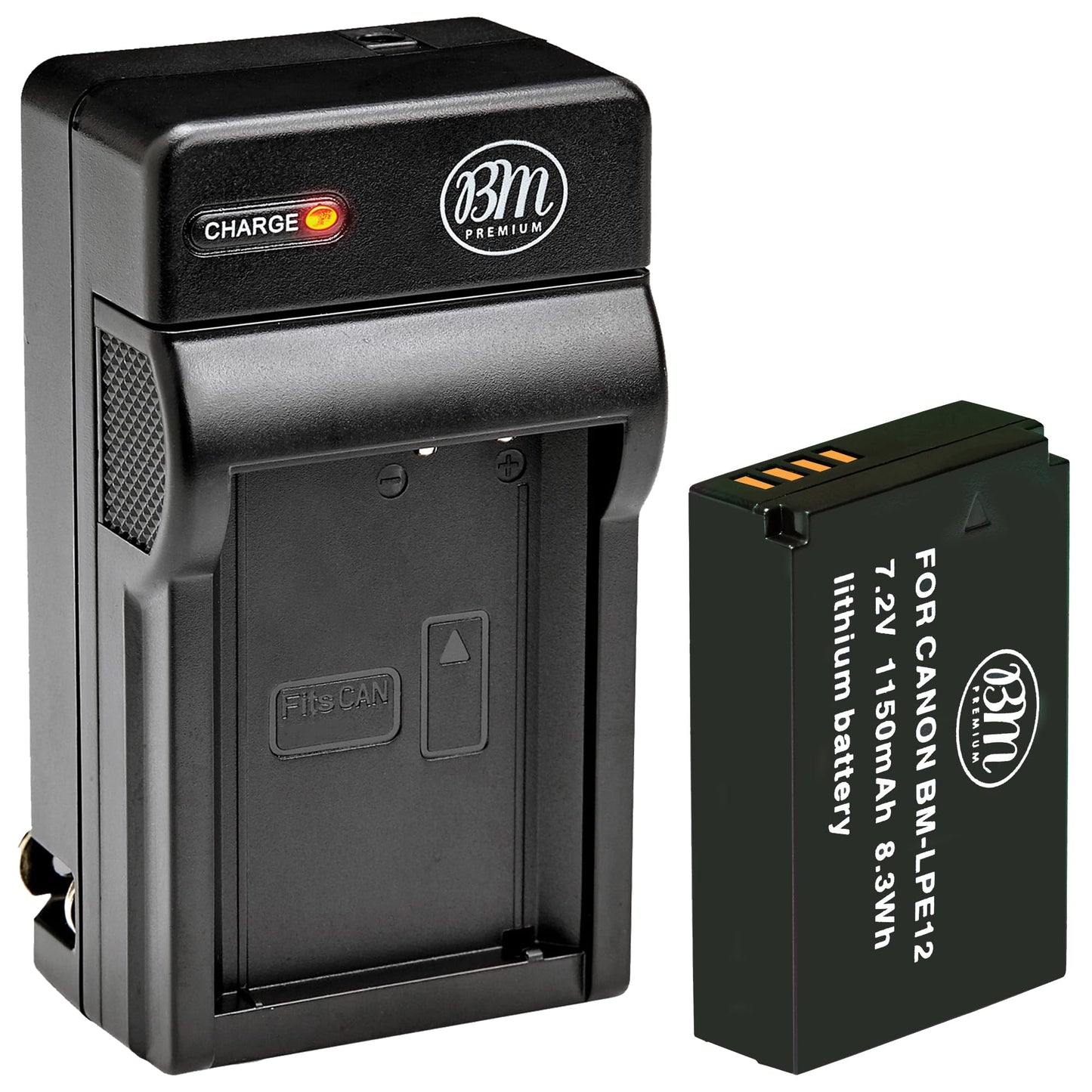 BM Premium LP-E12 Battery and Charger Kit for Canon EOS-M, EOS M2, EOS M10, EOS M50, EOS M50 Mark II, EOS M100, EOS M200, SX70 HS, Rebel SL1 Cameras