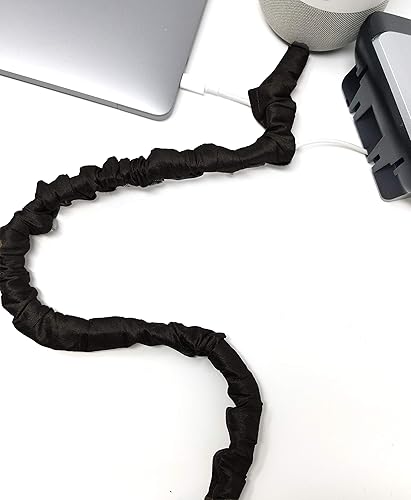 Night Lamp Cord Cover Thin-Style Faux Silk 9 ft Long Black