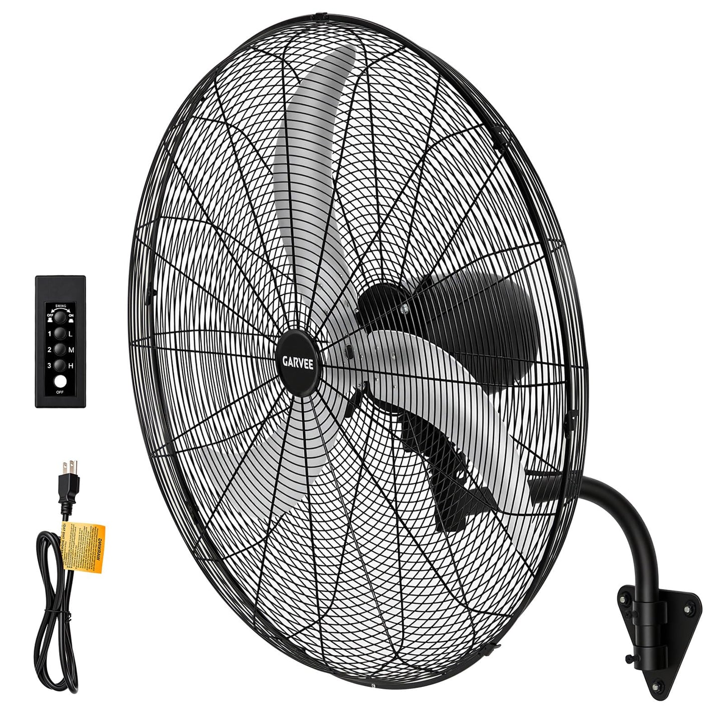 Garvee 30 Inch Wall-Mount Misting Fan, 3 Speed High Velocity 9500 CFM Industrial Wall Fan with Controller, IP44 Waterproof Oscillating Wall Fan