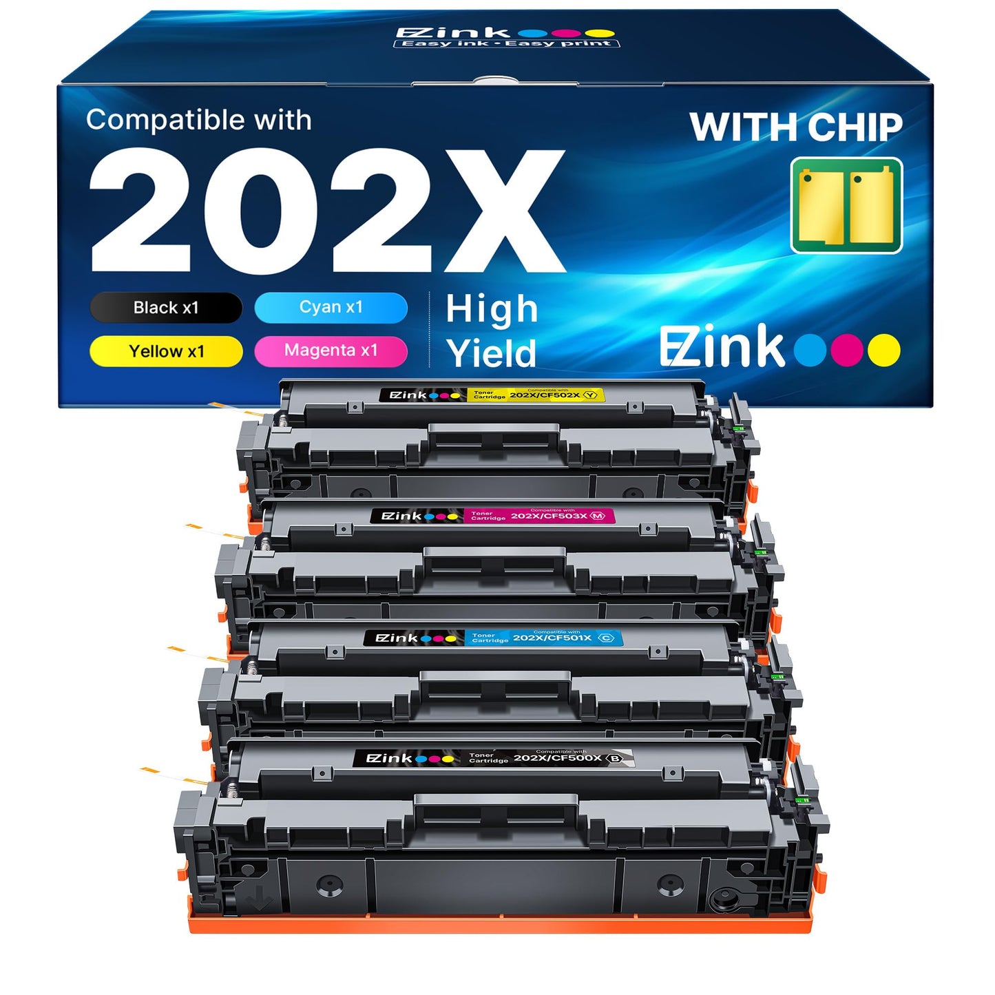 E-Z Ink Compatible 202X Toner Cartridges for HP 202X Toner with Chip