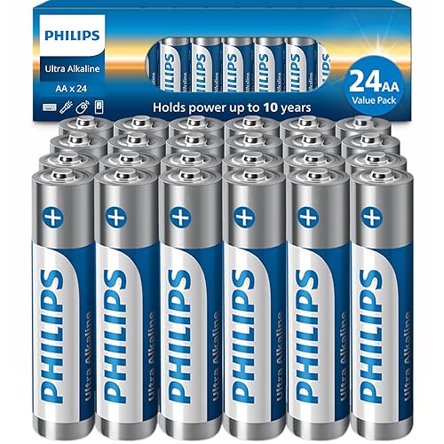 PHILIPS AA Batteries 24 Pack | 1.5v Ultra Alkaline Double A Battery | Long-Lasting | 10-Year Shelf Life | 132% More Power Then Industry Standard…