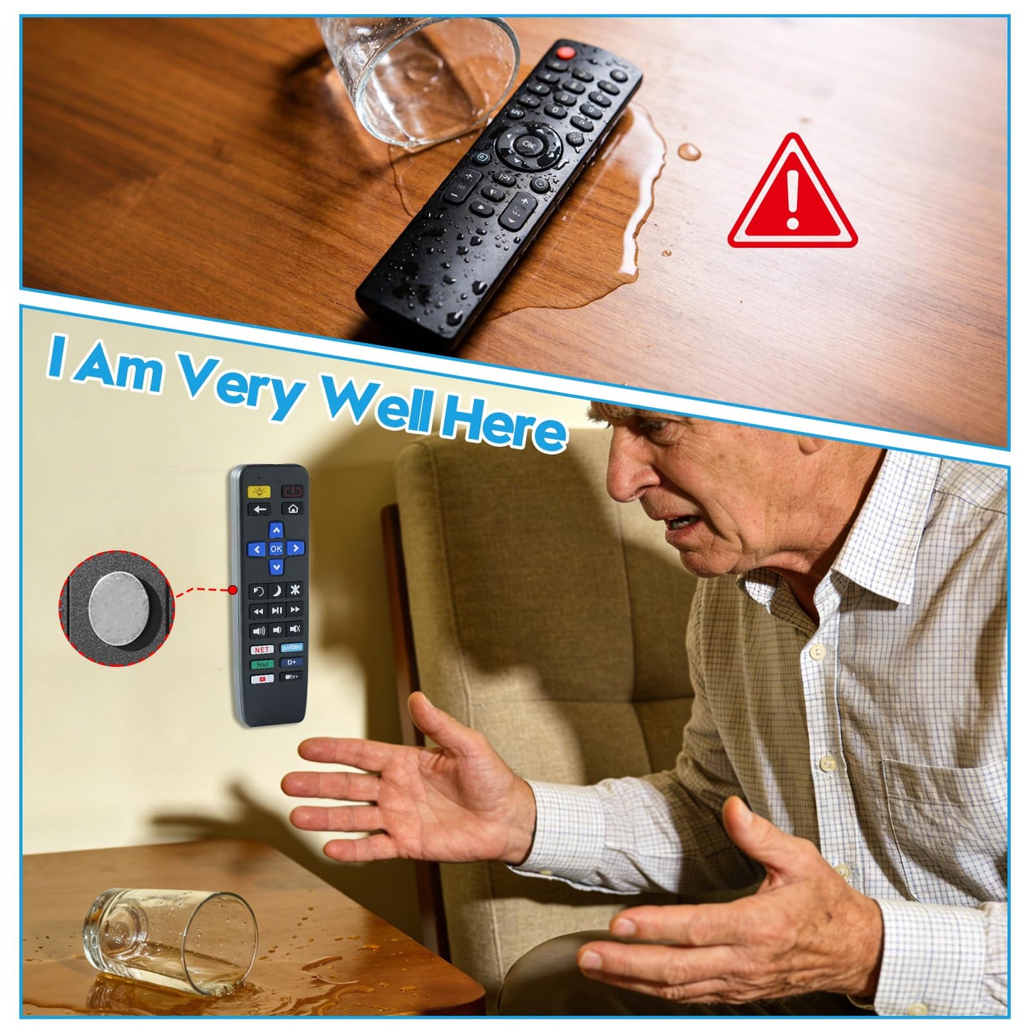 Replacement for Roku TV Remote for Seniors & Visually Impaired, Large Button Remote with Flashlight, Wider IR Angle, Compatible