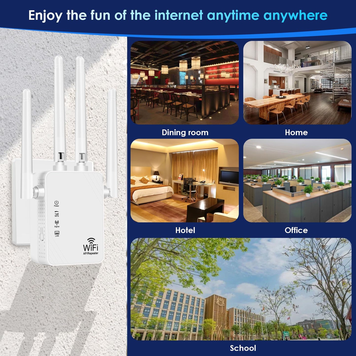 2026 WiFi Extender Signal Booster,Dual-Band WiFi Booster (2.4 GHz), Covers Up to 9,999 Sq. Ft., Easy Setup, Ethernet Port and Access Point Mode,Stable