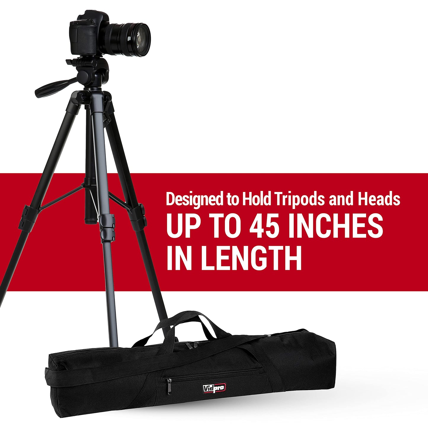 VidPro TC-45 Tripod Carrying Case - Heavy Duty Nylon Bag with Shoulder Straps and Handles - Compact Case with Full Length Zippered Closure Plus