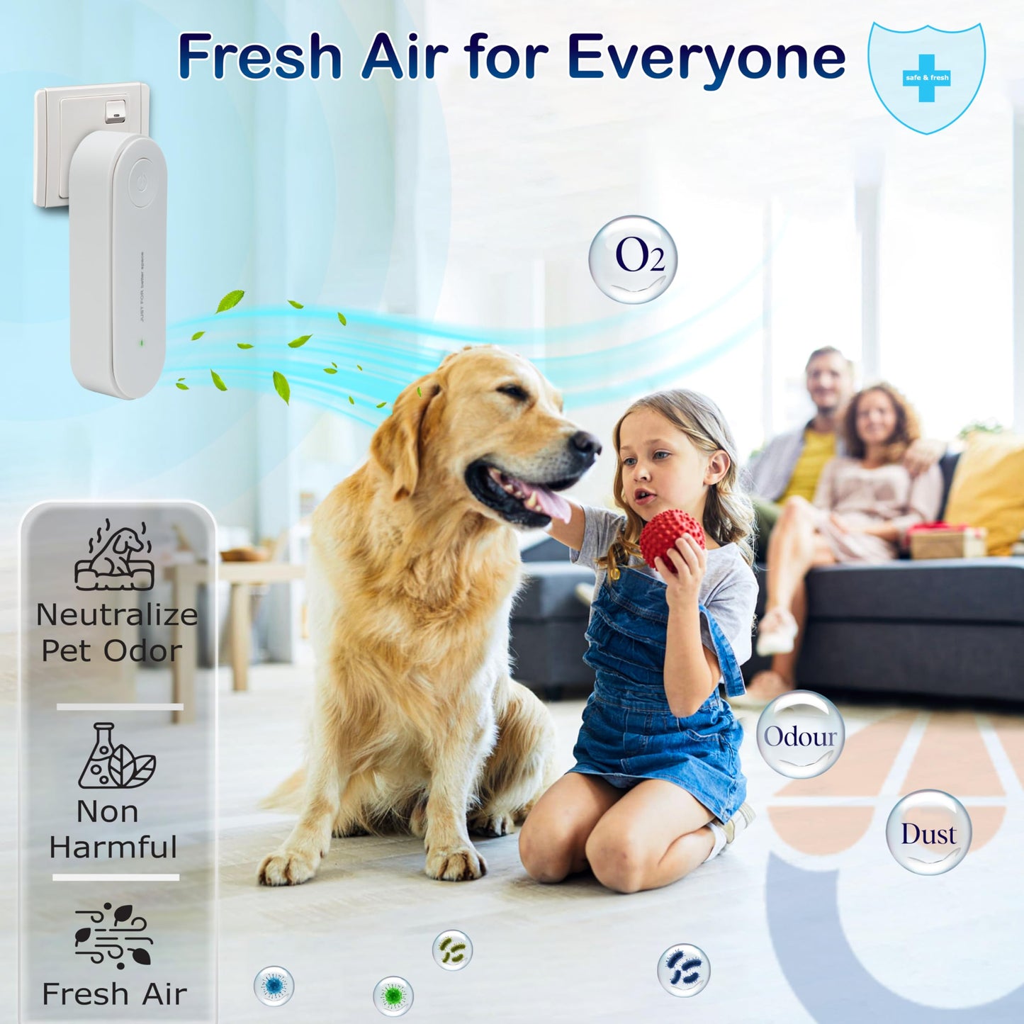 OWKAR Plug In Air Purifier Set, Filterless Ionizer with Quiet 360° Coverage, Compact Fresh Air Device for Bedroom, Bathroom, Closet, Pet Area, Office