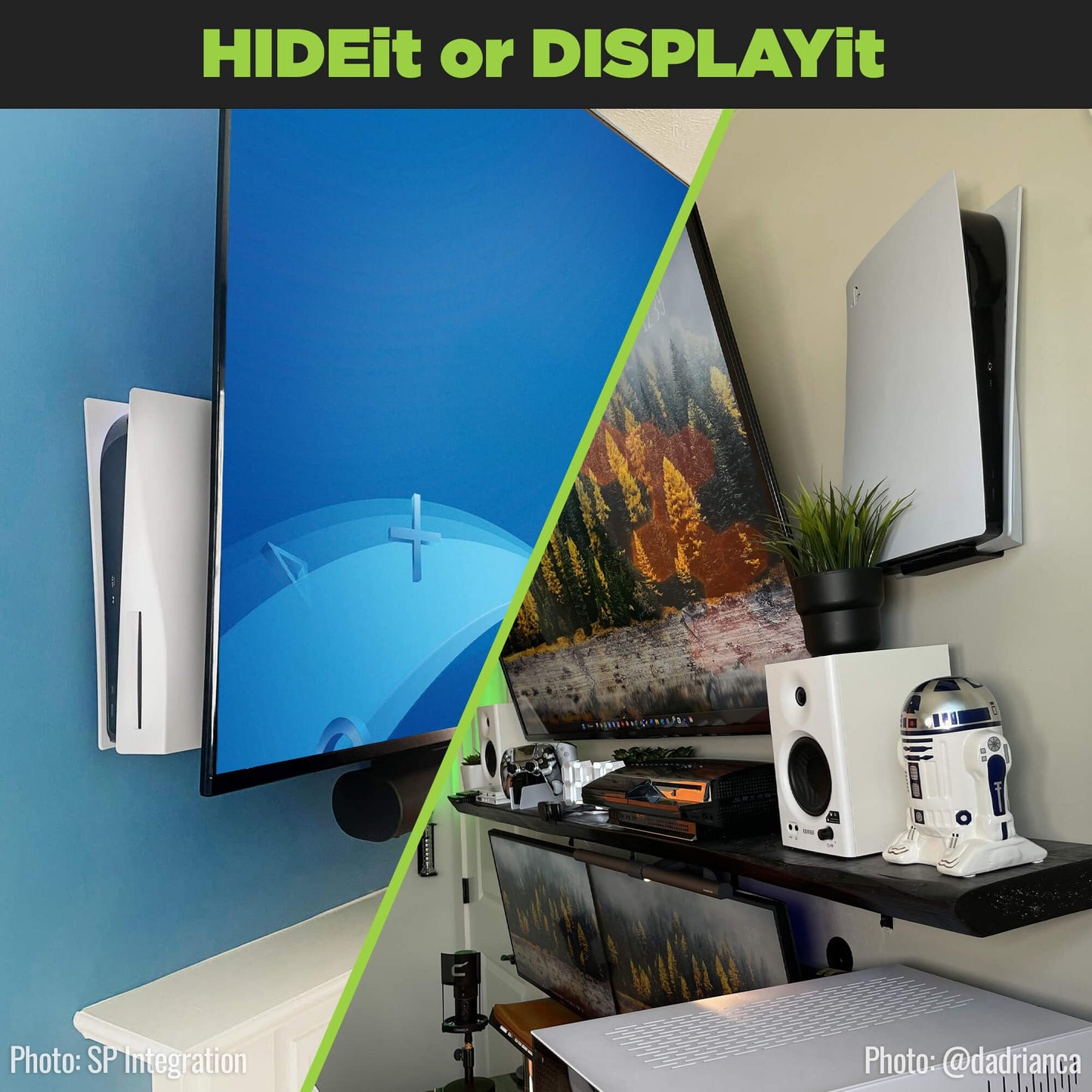 HIDEit Mounts PS5 Wall Mount (Pro & Original) - Heavy-Duty Steel Mount Kit for Protection & Cooling - American Gaming Mount Pioneer Since 2009 - Not