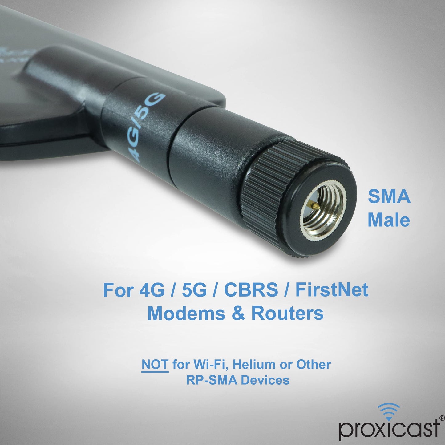 Proxicast 4G/5G/CBRS Universal Wide-Band 6 dBi Omni-Directional Swivel Terminal Antenna (SMA Male) - Compatible with Cisco, Cradlepoint, Digi, MoFi