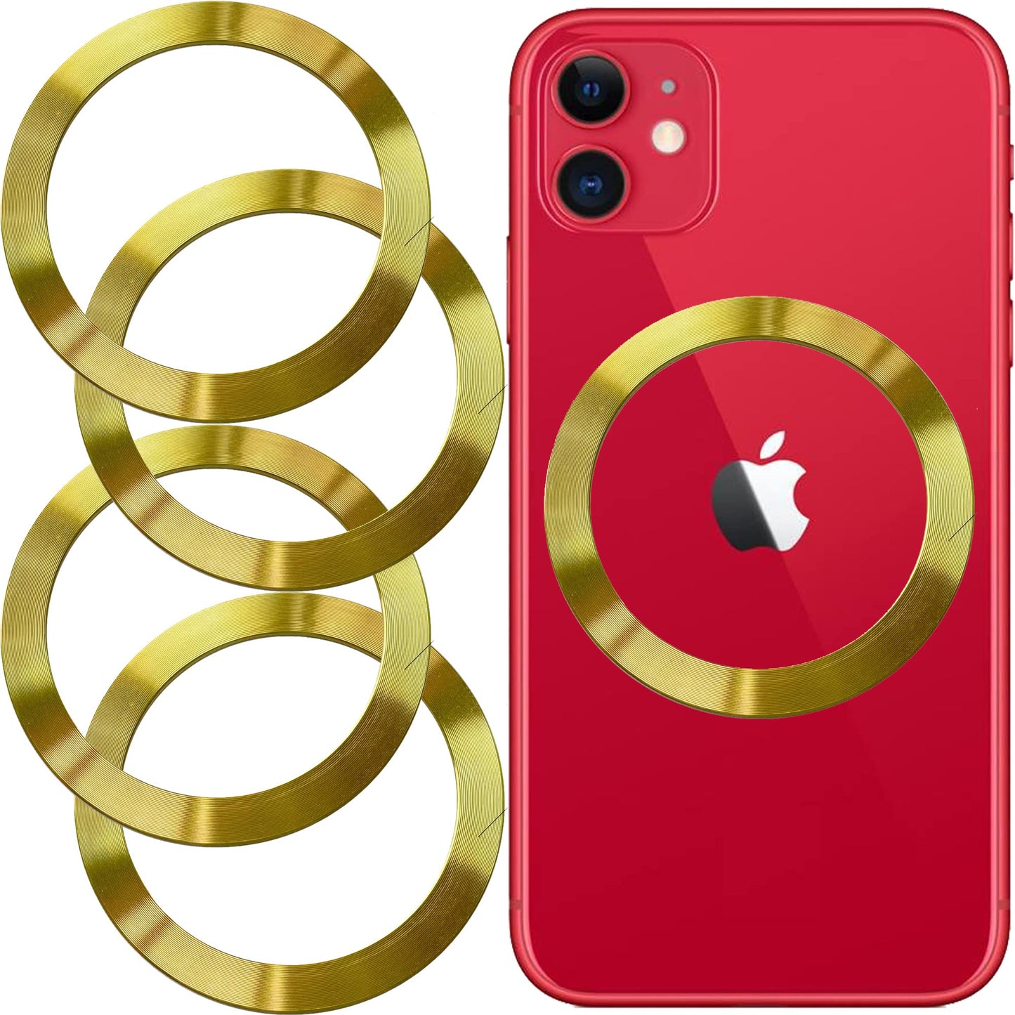 SALEX Compatible with Magsafe Magnetic Rings 4 Pack Set - Metal Rings for Cell Phone Case - Gold Round Magnet Sticker - Add to Any Case - Replacement