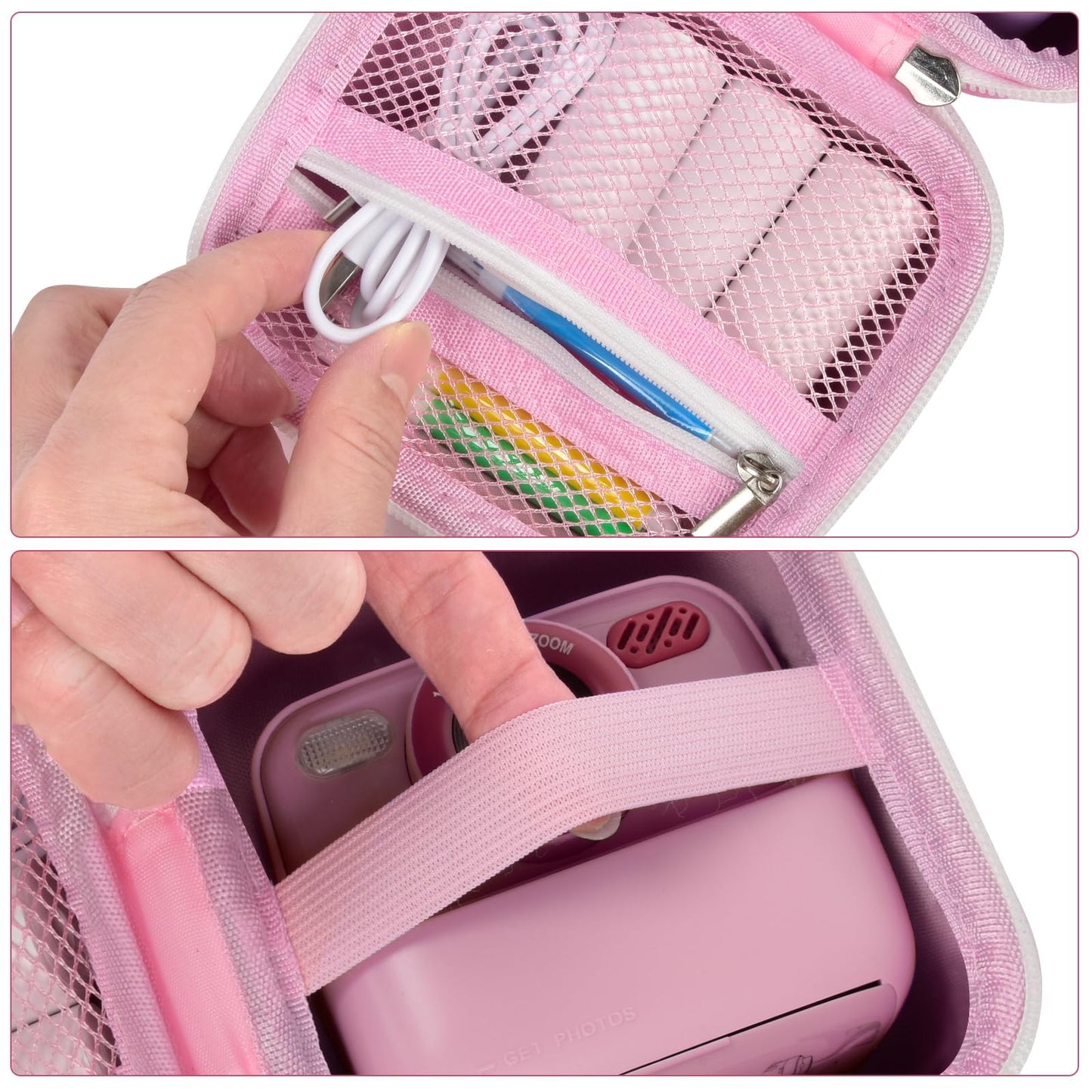 Boobowl Kids Instant Print Camera Case for Cimizi, for Masterbee, for Dylanto, for BOFIDAR, Portable Storage Bag with Shoulder Strap, Mesh Pocket
