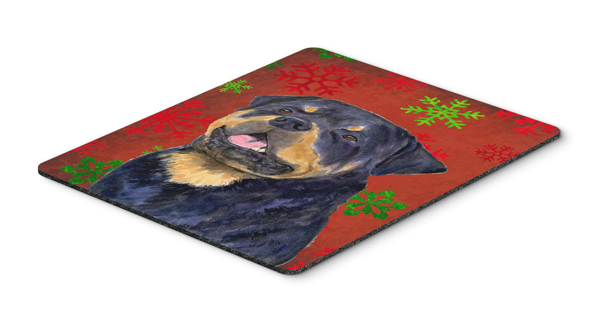 Caroline's Treasures SS4731MP Rottweiler Red and Green Snowflakes Holiday Christmas Mouse Pad, Hot Pad or Trivet for Home Office Gaming Working