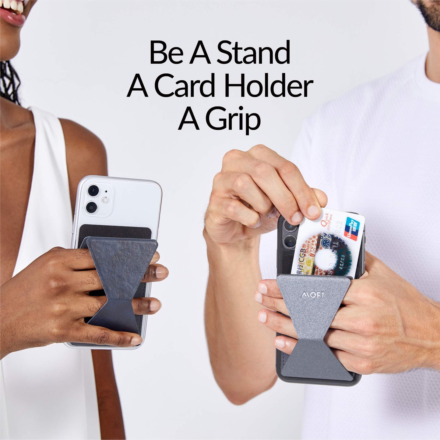 MOFT Adhesive Card Holder for Android, iPhone and Most Smartphones, 2 Viewing Angles, Slim Phone Stand (Starry Grey)