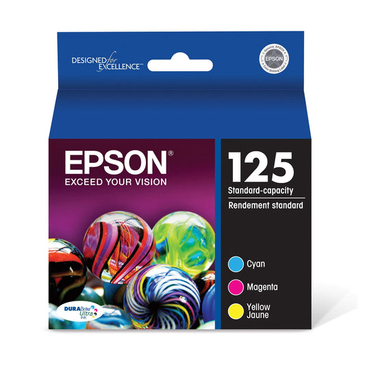 Epson 125 DURABrite Ultra Ink Standard Capacity Color Combo Pack (T125520-S) Works with Stylus NX-125, 127, 130, 230, 420, 530, 625, Workforce WF-320