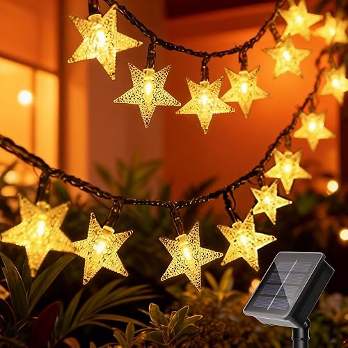 Twinkle Solar Star String Lights Outdoor Waterproof Fairy Lights 39FT 100 LED with 8 Lighting Modes for Camping Garden Wedding Party Tree Holidays