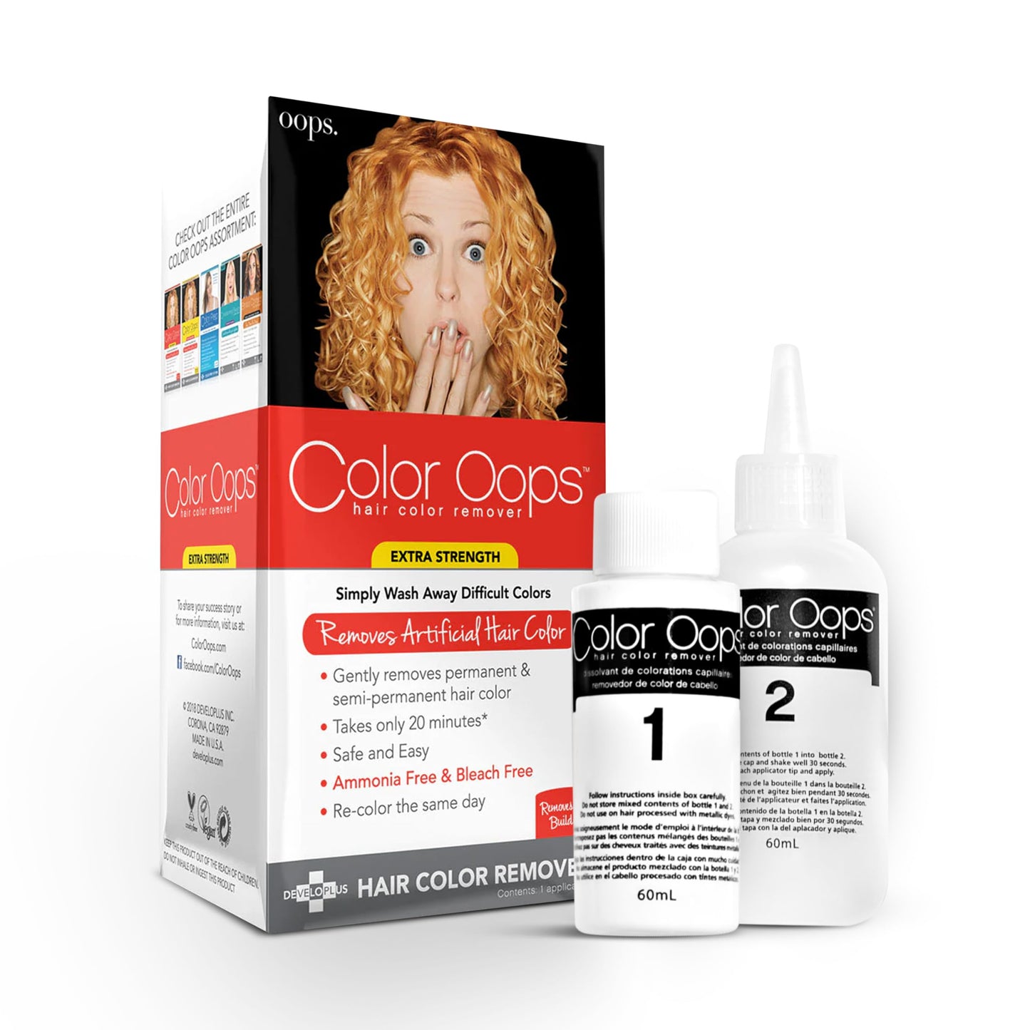 Color Oops Extra Strength Hair Color Remover – 1 Application, Works in 20 Minutes, Removes Permanent & Semi-Permanent Dye, Ammonia & Bleach Free