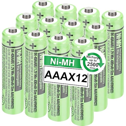 OSIM 12Pack BK-40AAABU Ni-MH AAA Rechargeable Batteries 400mah AAA Ni-MH Rechargeable Batteries 1.2V for Panasonic Cordless Phones, Remote Controls